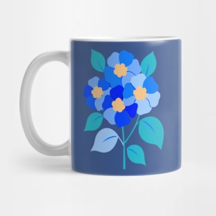 Blue Hydrangea Flowers Minimalist Retro Mug